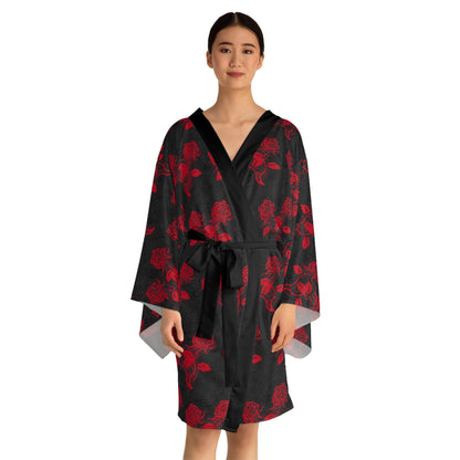 Rockin’ Rose gothic kimono with rose motif

Alternative fashion punk rock kimono

Edgy gothic layering kimono with floral design