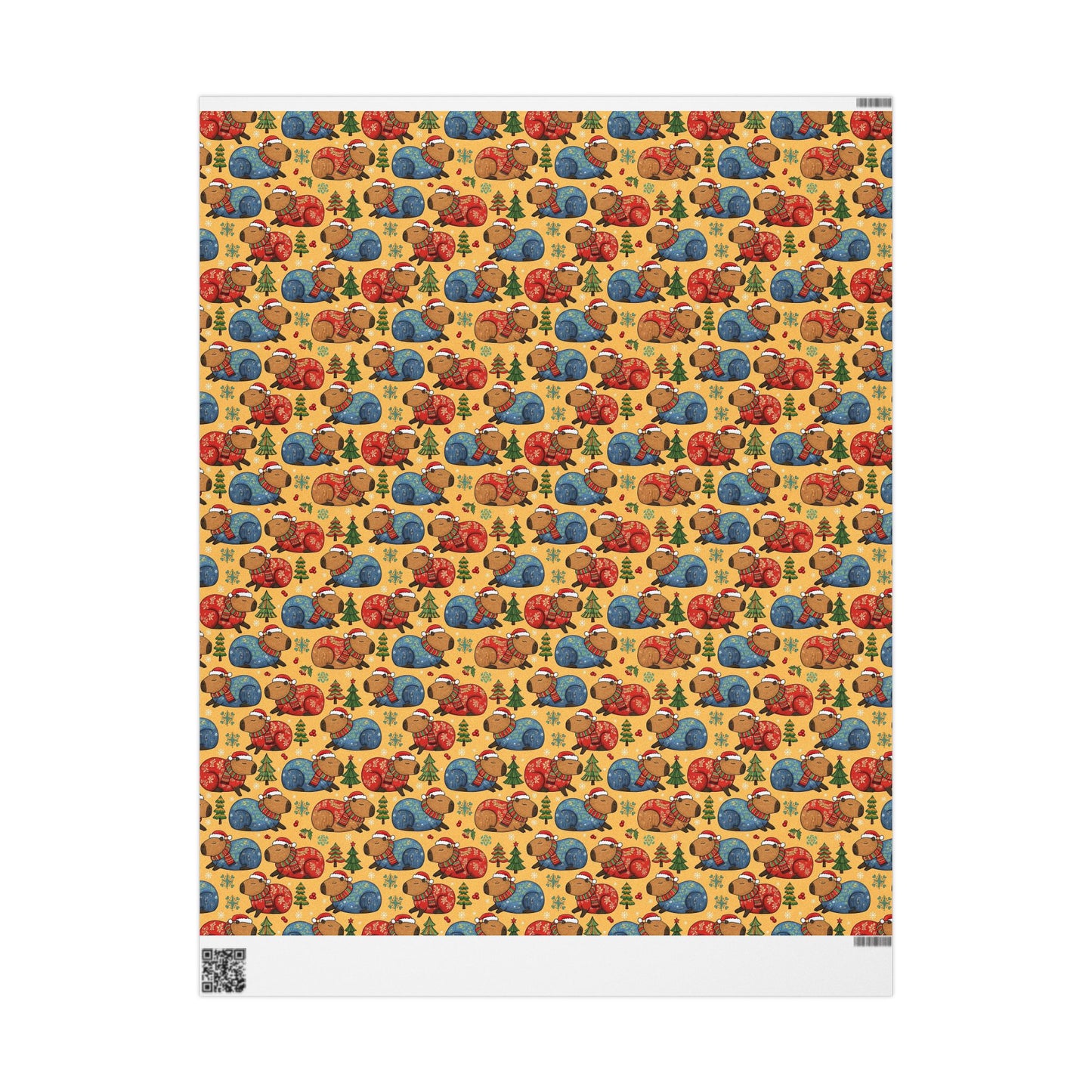 Christmas Capybaras Wrapping Paper - Yellow