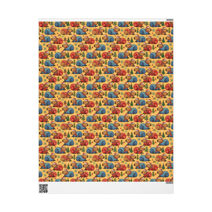Christmas Capybaras Wrapping Paper - Yellow