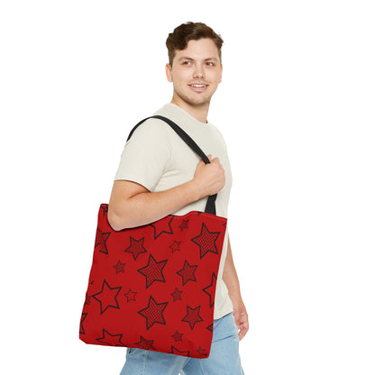 Bolsa de mano divertida con estrellas rojas 
