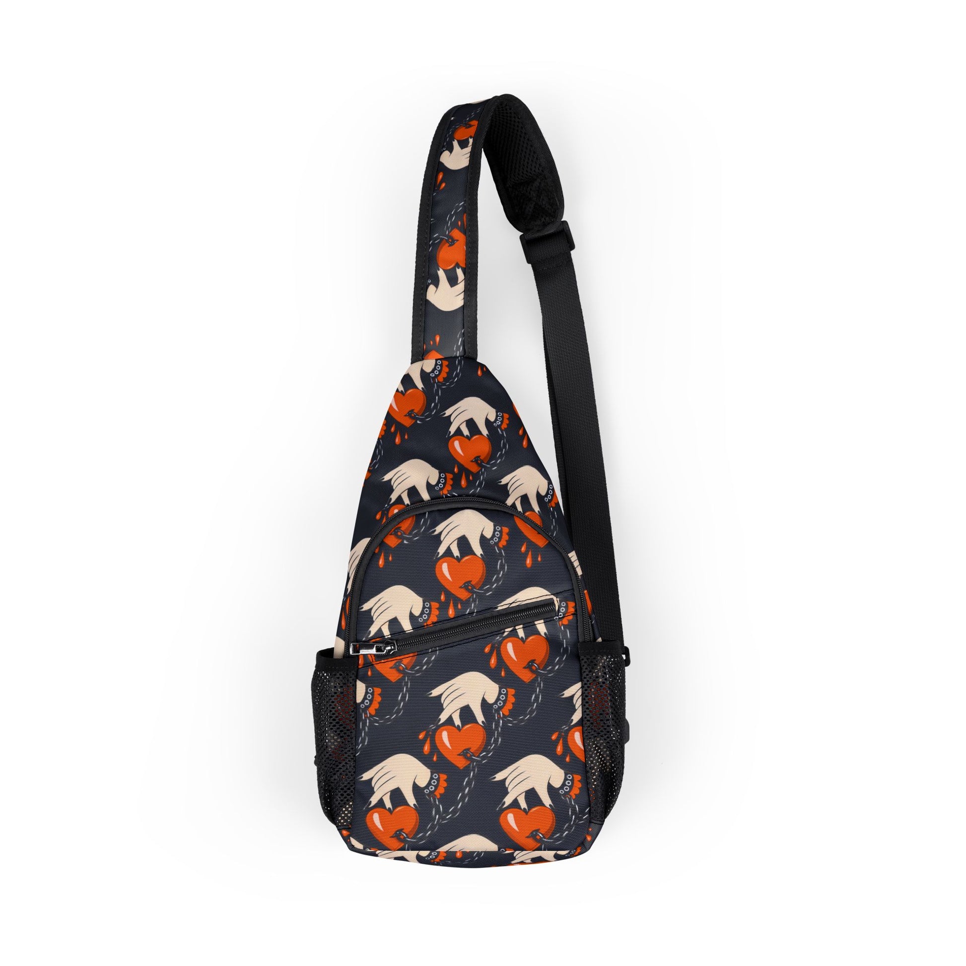 Sling bag with animal pattern on a white background