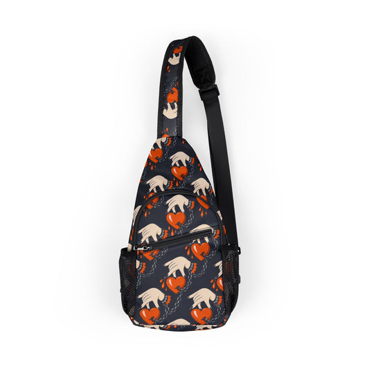 Sling bag with animal pattern on a white background