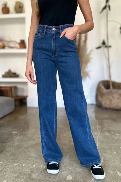 Full Size High Rise Straight Leg Judy Blue Jeans