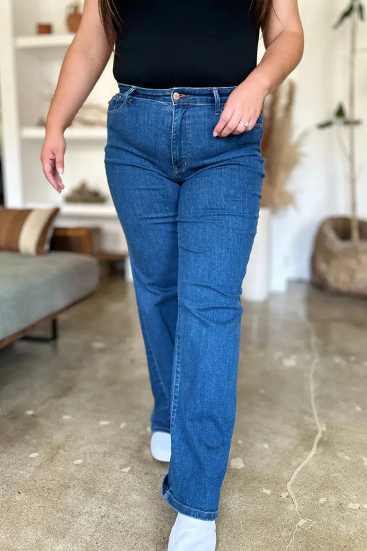 Full Size High Rise Straight Leg Judy Blue Jeans
