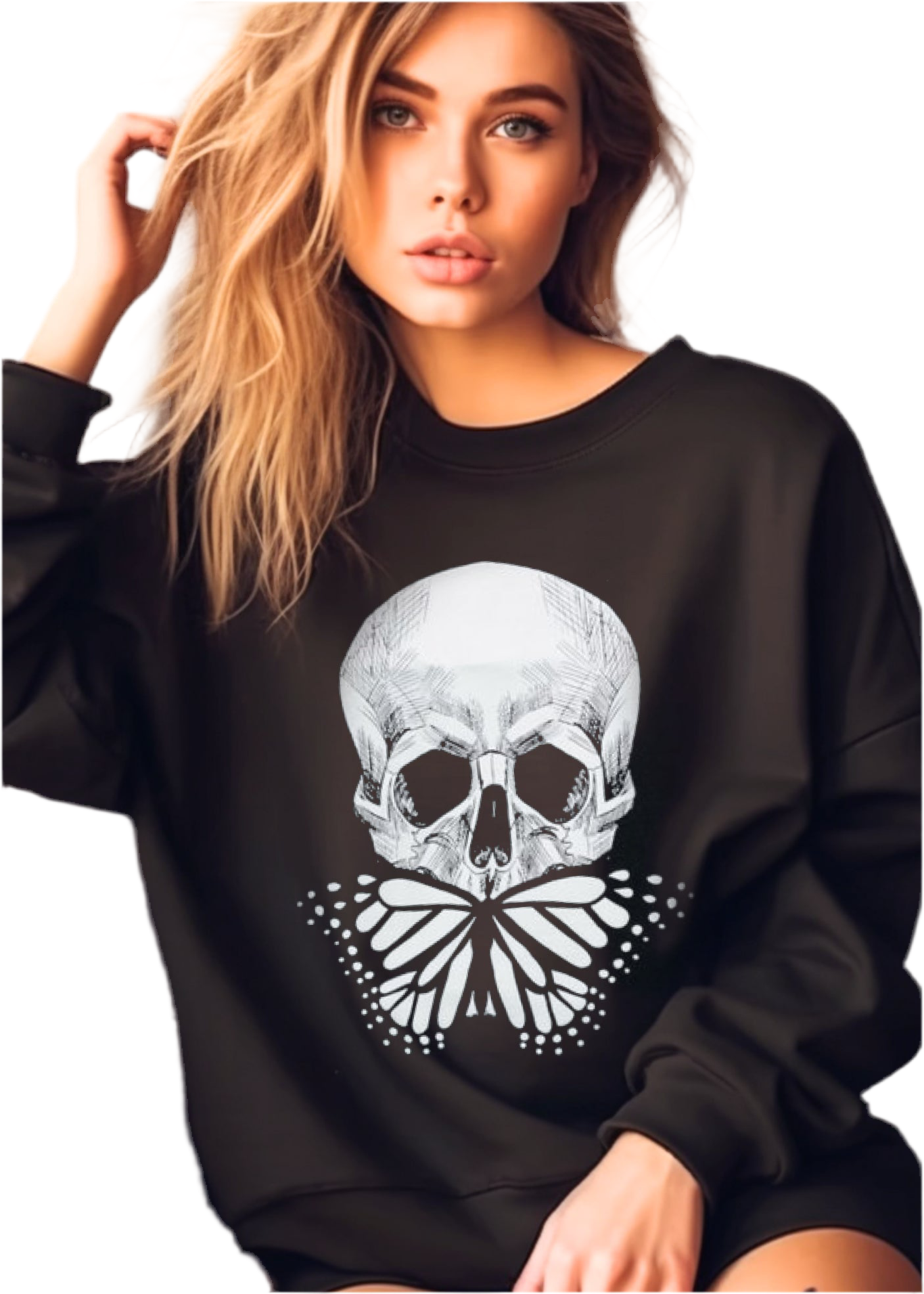 Butterfly Skull Sweater Goth Sweatshirt