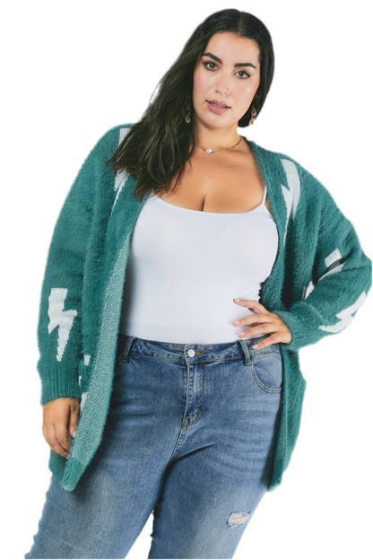 Longline printed gothic cardigan with oversized fit
Grunge-inspired knit cardigan with allover print
Alternative fashion open-front cardigan in gothic style