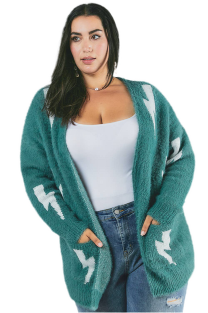 Longline printed gothic cardigan with oversized fit
Grunge-inspired knit cardigan with allover print
Alternative fashion open-front cardigan in gothic style