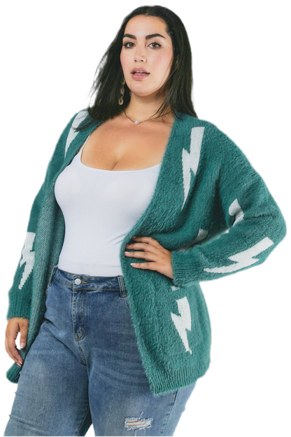 Longline printed gothic cardigan with oversized fit
Grunge-inspired knit cardigan with allover print
Alternative fashion open-front cardigan in gothic style