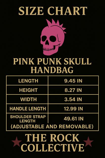 Bolso de mano con calavera punk rosa