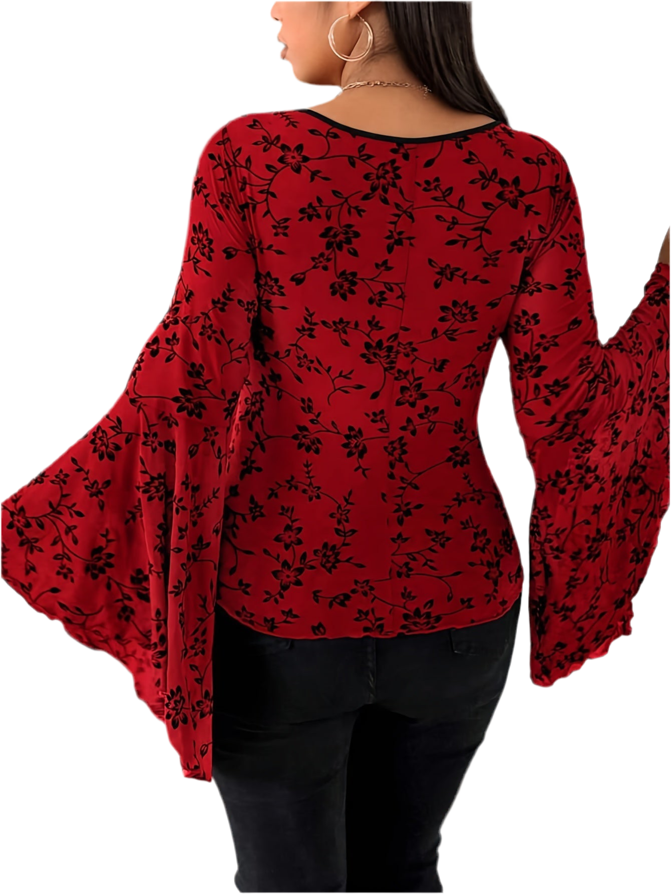 Blood Blossom gothic floral top with puffed sleeves and bows
Alternative fashion gothic blouse in crimson floral print
Edgy punk rock top with gothic romantic elegance
