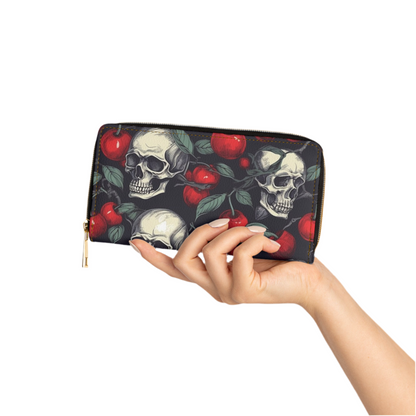 Crimson Skull gothic wallet with red skull motif

Alternative fashion punk rock wallet in crimson

Edgy gothic zip wallet with skull design

 