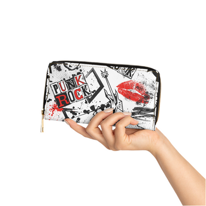 Riot Chains gothic wallet with punk chain motif
Alternative fashion zip wallet in black and crimson
Edgy punk rock wallet with rebellious chain design