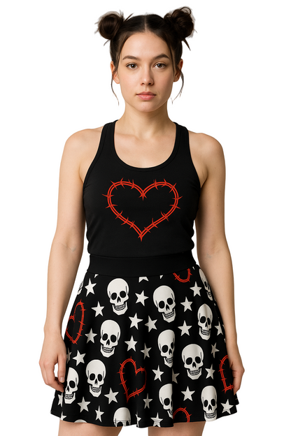 Crimson Chaos gothic tank top with punk design
Alternative fashion red tank top for rocker style
Edgy punk rock tank top in crimson color