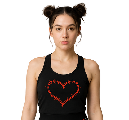 Crimson Chaos gothic tank top with punk design
Alternative fashion red tank top for rocker style
Edgy punk rock tank top in crimson color