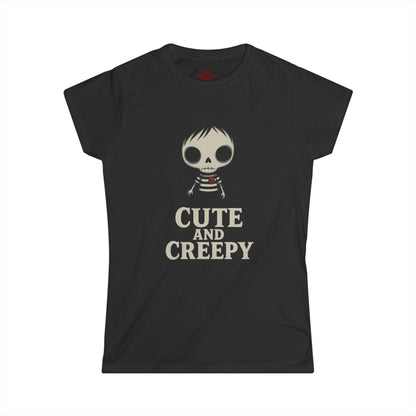 Cute Creepy gothic graphic t-shirt in black
Alternative fashion punk rock tee with Cute Creepy design
Edgy gothic t-shirt with playful dark motif
