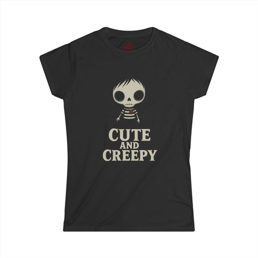 Cute Creepy gothic graphic t-shirt in black
Alternative fashion punk rock tee with Cute Creepy design
Edgy gothic t-shirt with playful dark motif
