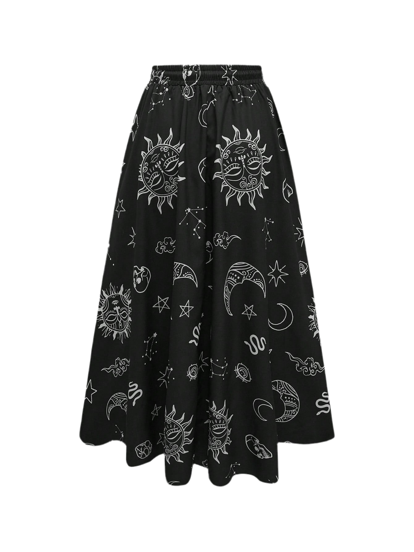 Gothic two-piece set with dark botanical print - alternative fashion featuring tank top and midi skirt in inclusive sizing S-4XL