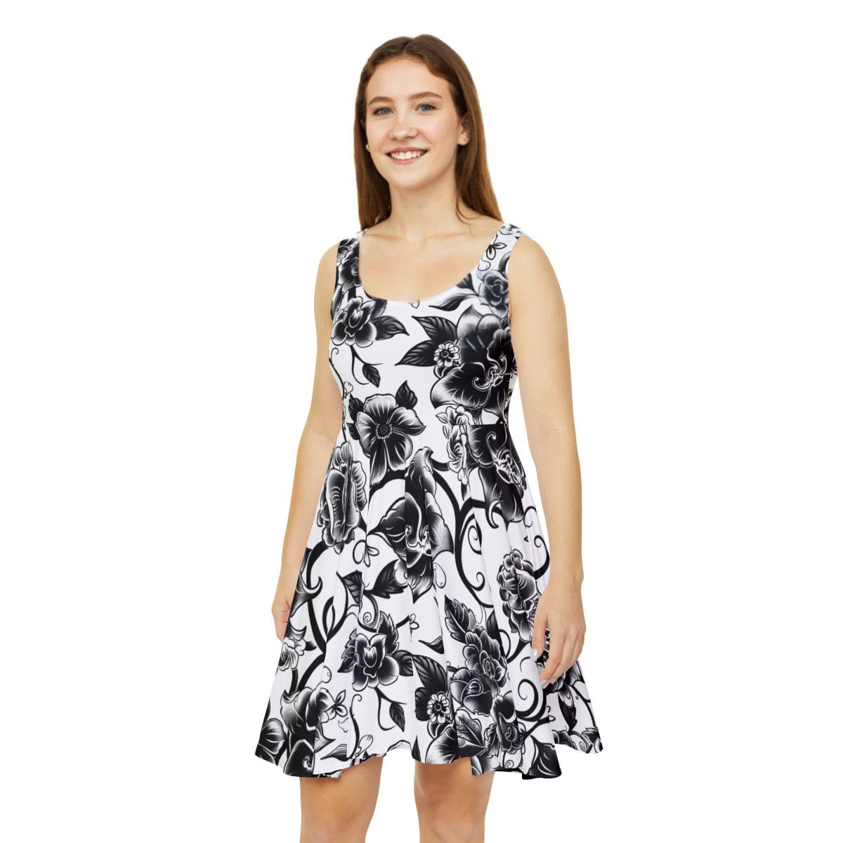 Tattoo Flower Design Skater Dress