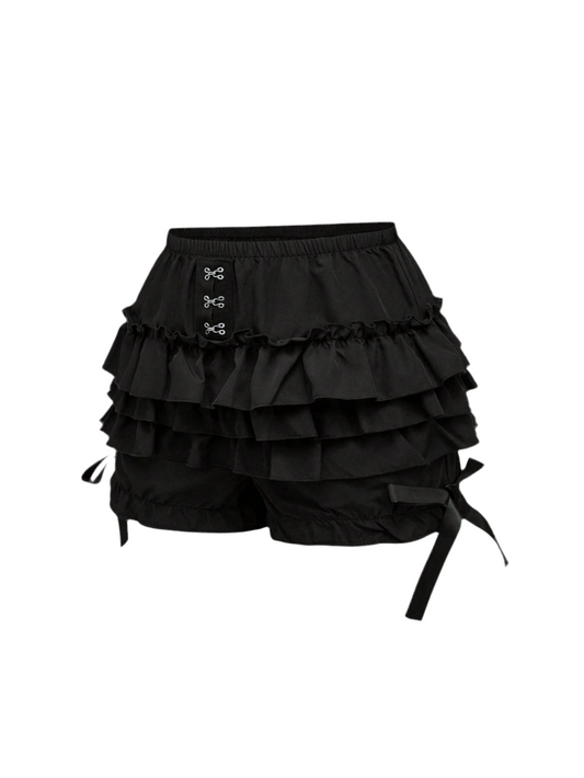 Midnight Goth Bowknot Shorts - Curviest Fit
