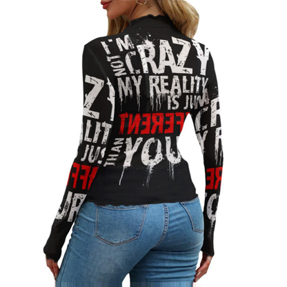 Midnight Rock Heart Mock Neck Mesh Top