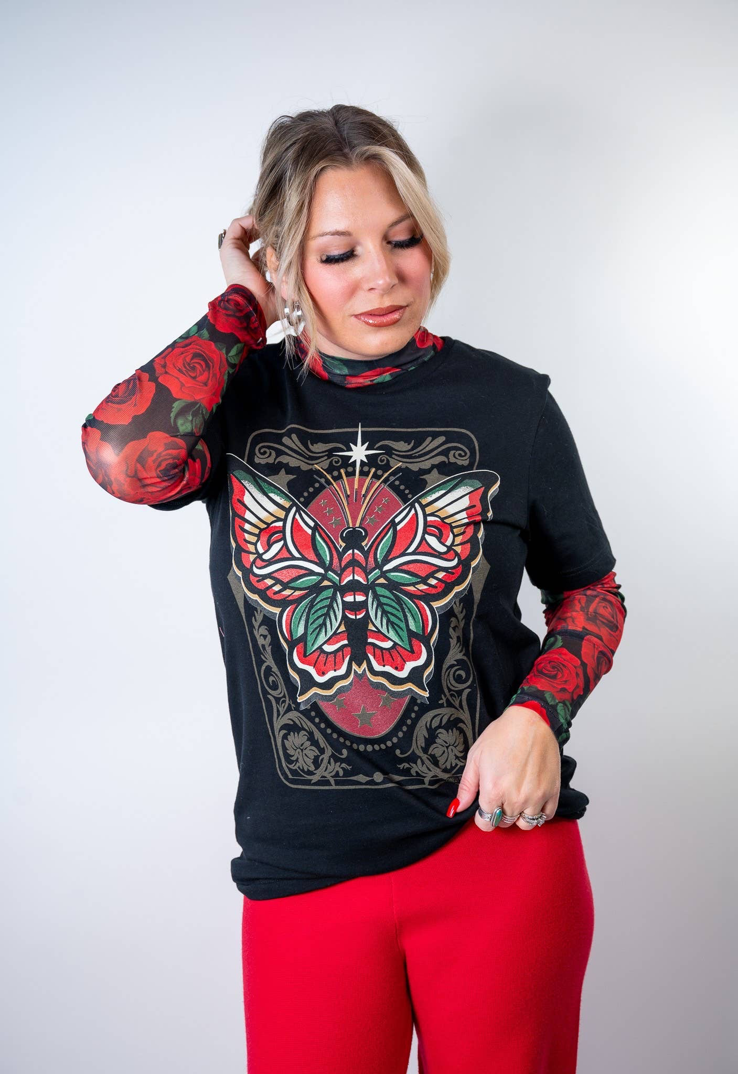 Crimson Flutter Tee