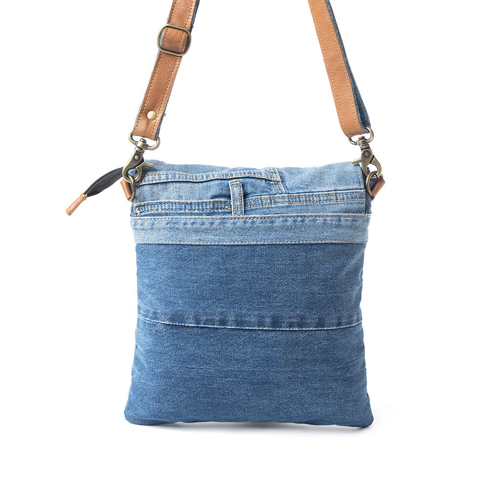 Myra Jaycee's Day “Upcycled” Denim Crossbody Bag