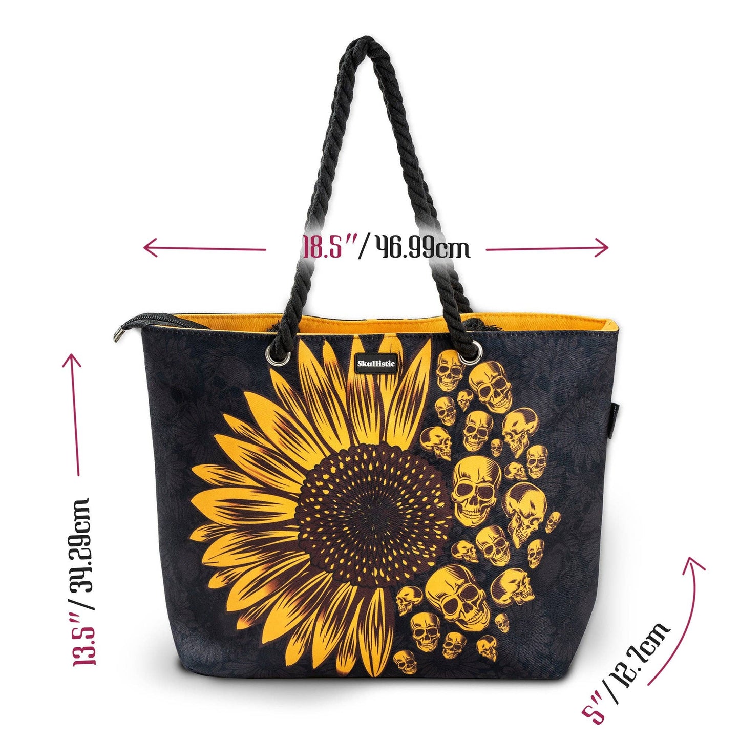 Sunflower Skulls Beach Bag