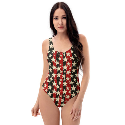 Rogue Stars one-piece swimsuit with gothic star motif
Alternative fashion punk rock swimsuit
