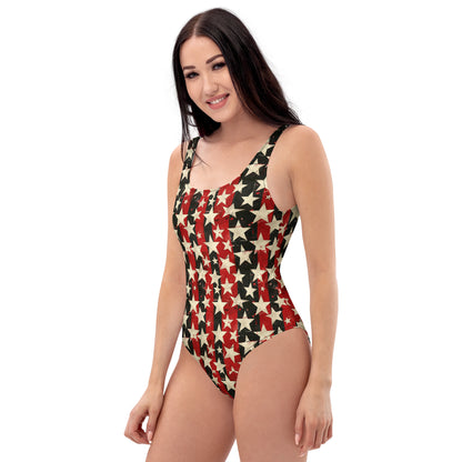Rogue Stars one-piece swimsuit with gothic star motif
Alternative fashion punk rock swimsuit