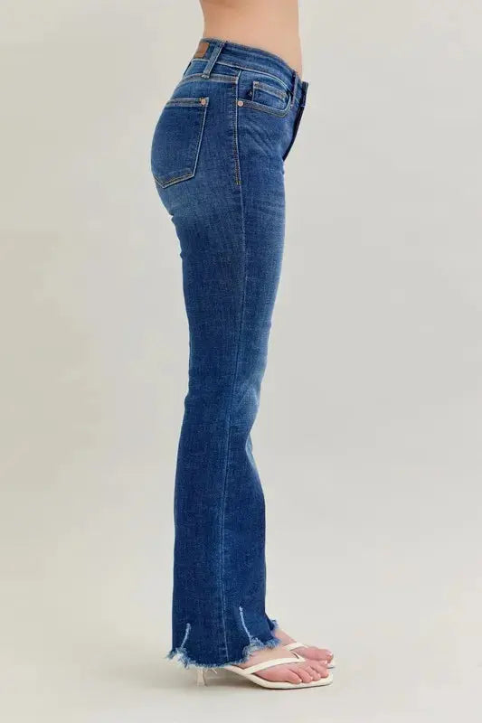 Full Size Mid-rise Non-distressed Hem Bootcut Judy Blue Jeans