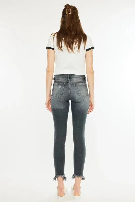High Rise Distressed Ankle Kancan Skinny Jeans