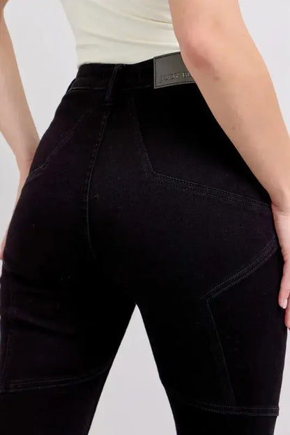 Plus Size High Waist Star Seam Detail Flare Leg Judy Blue Jeans