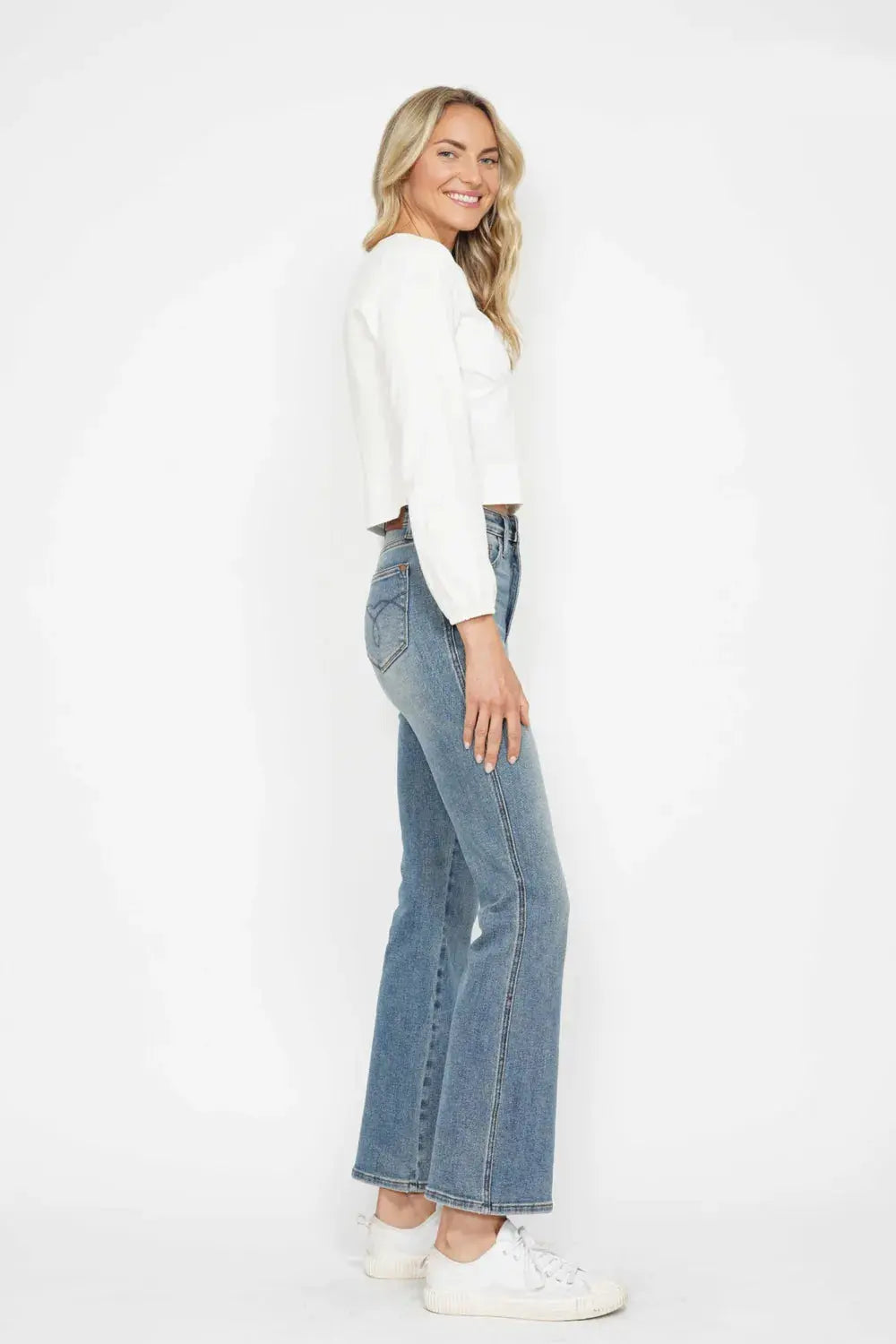 Judy Blue Jeans - Full Size Tummy Control Bootcut Jeans w/ Back Embroidered Pockets