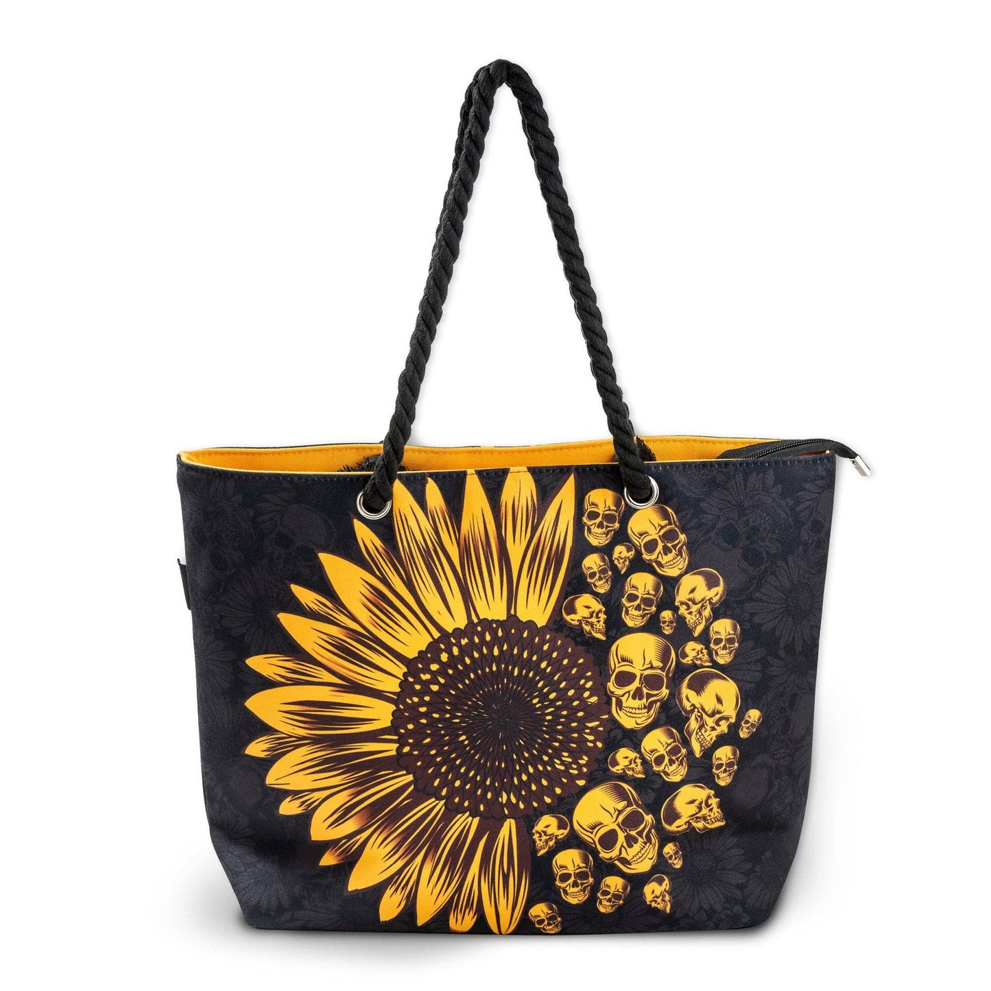 Sunflower Skulls Beach Bag