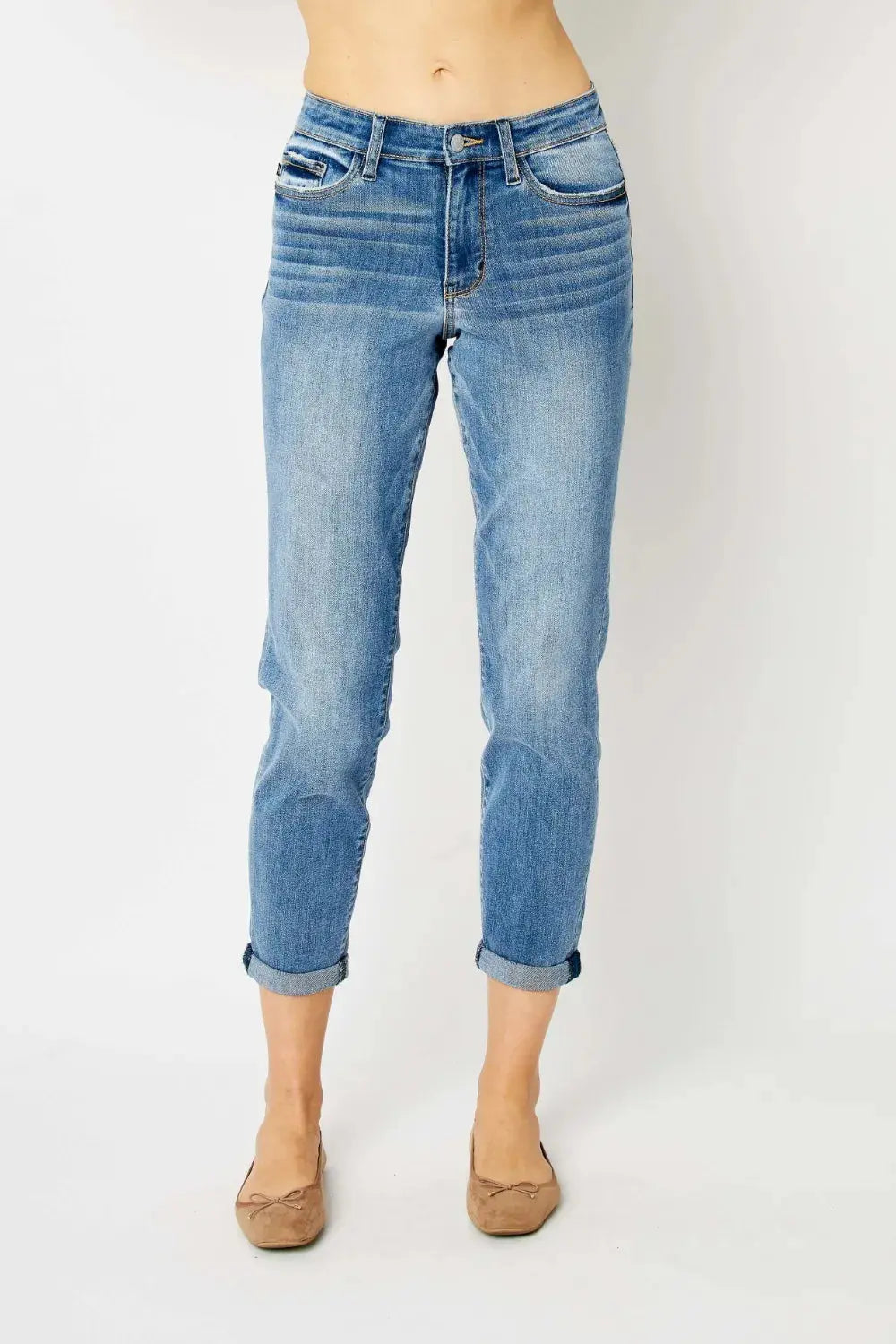 Full Size/Plus Size Cuffed Hem Slim Judy Blue Jeans