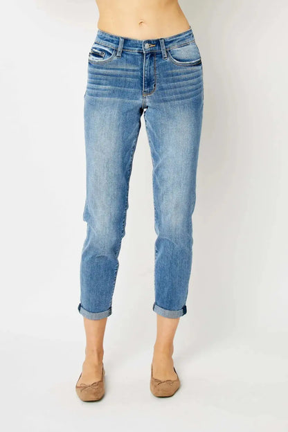 Full Size/Plus Size Cuffed Hem Slim Judy Blue Jeans
