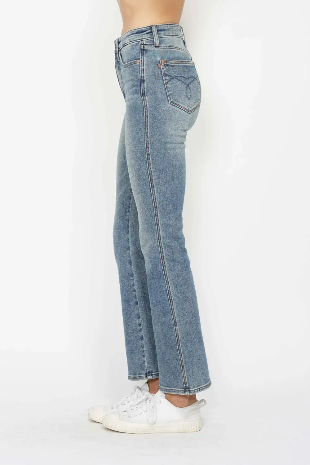 Judy Blue Jeans - Full Size Tummy Control Bootcut Jeans w/ Back Embroidered Pockets