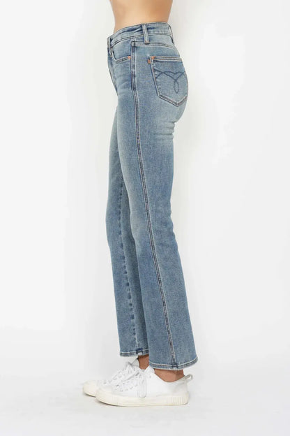 Judy Blue Jeans - Full Size Tummy Control Bootcut Jeans w/ Back Embroidered Pockets