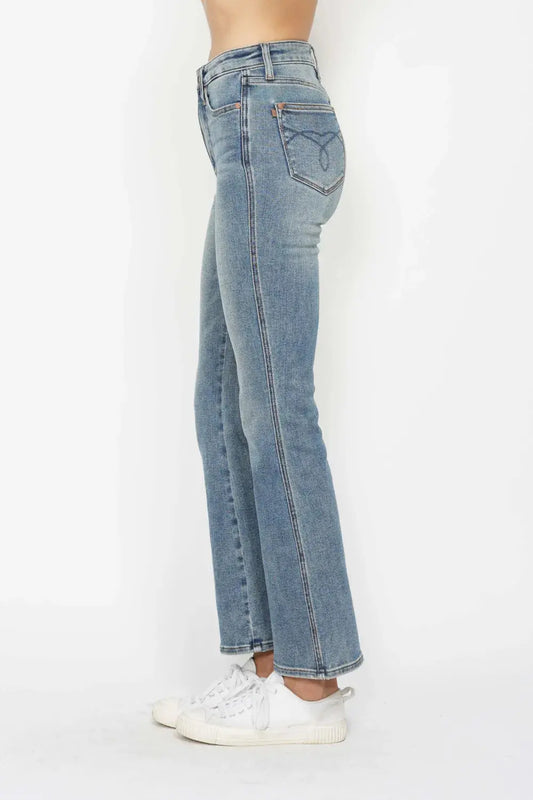 Judy Blue Jeans - Full Size Tummy Control Bootcut Jeans w/ Back Embroidered Pockets