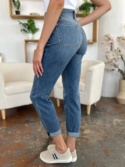 Full Size/Plus Size Cuffed Hem Slim Judy Blue Jeans