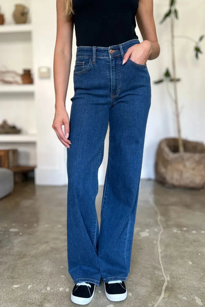 Full Size High Rise Straight Leg Judy Blue Jeans