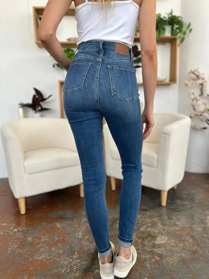 Full Size/Plus Size Cuffed Hem Skinny Judy Blue Jeans