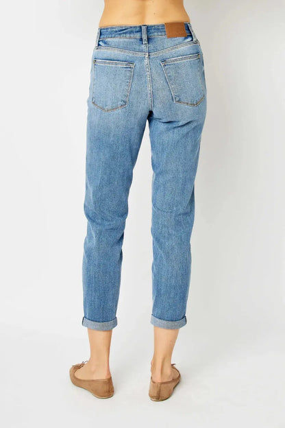 Full Size/Plus Size Cuffed Hem Slim Judy Blue Jeans