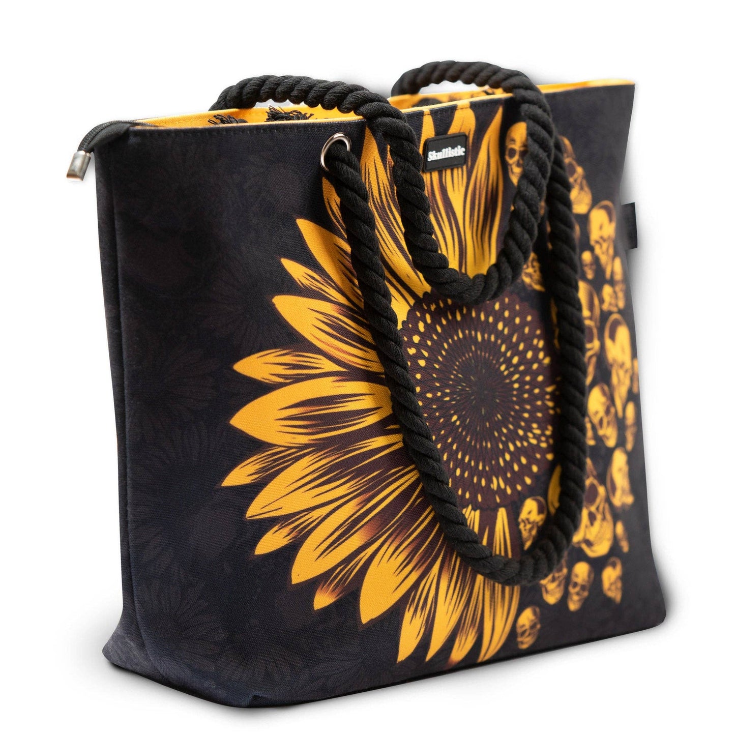 Sunflower Skulls Beach Bag