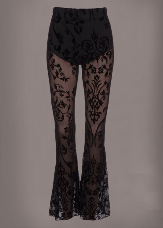 Sheer Goth Bell Bottom Pants
