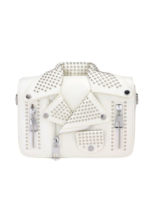 White Studded Leather Crossbody Bag